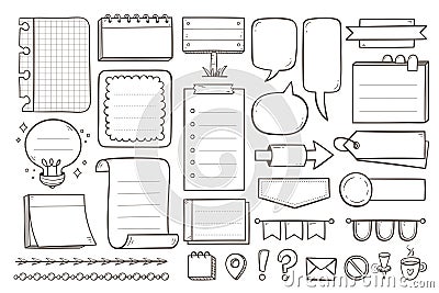 Doodle Items for Planners and Diaries. Set 4 of 4 Vector Illustration