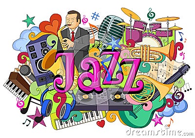 Doodle on Jazz Music concept Vector Illustration