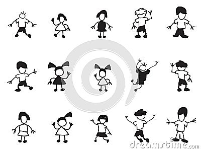Doodle kids icons Vector Illustration
