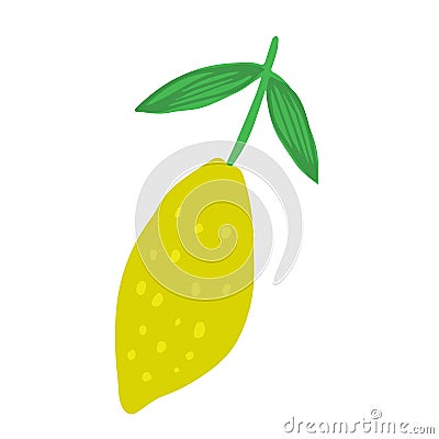 Doodle lemon isolated on white background. Summer fruit vector illustration Cartoon Illustration