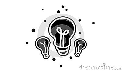 Doodle light bulb, creative idea and innovation. Vector Illustration