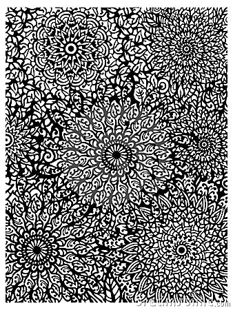 Doodle line, pile and complicated flower mandalas, abstract Vector Illustration