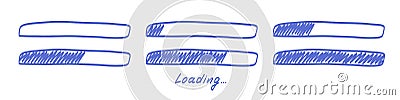 Doodle loading bar, hand drawn vector progress animation Vector Illustration