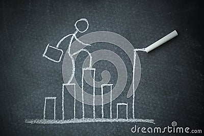 Doodle man on bar chart Stock Photo