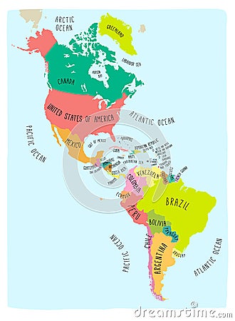 Doodle Map of the American Continent Vector Illustration