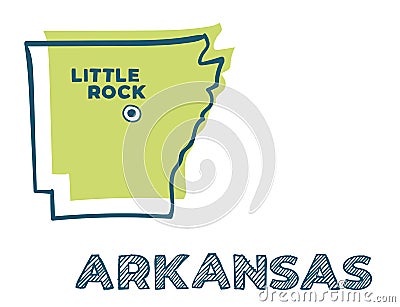 Doodle map of Arkansas state of USA Vector Illustration