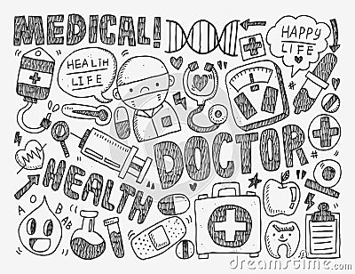 Doodle medical background Vector Illustration