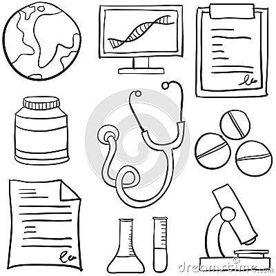 Doodle of medical object hand draw Vector Illustration