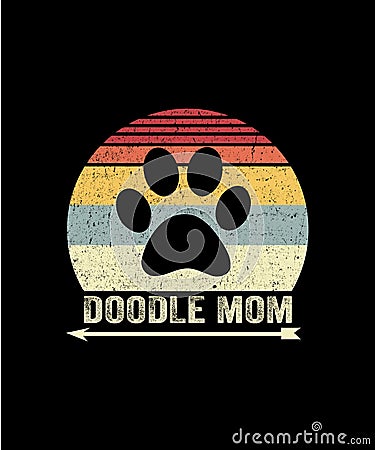 Doodle Mom Retro vintage Style Mothers day T-shirt Design Stock Photo