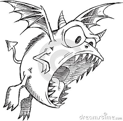 Doodle Monster Demon Vector Vector Illustration