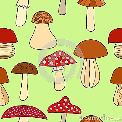 Doodle mushroom seamless pattern Stock Photo