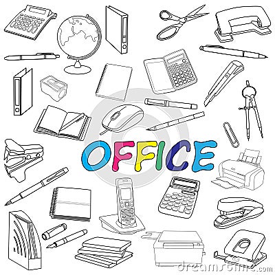 Doodle office elements Vector Illustration