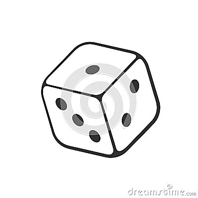 Doodle of one casino dice Vector Illustration