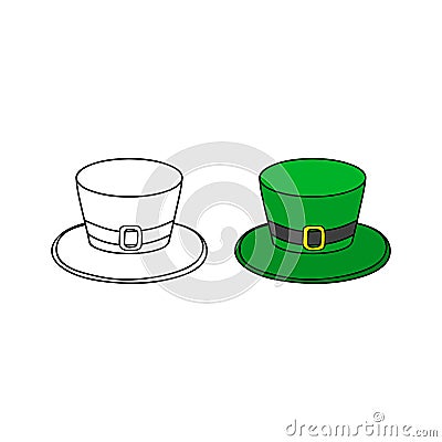 Doodle outline and colored Saint Patrick s hat. Vector Illustration