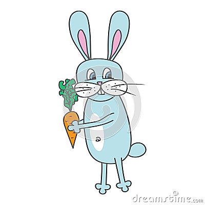 Doodle pattern. Rabbit with carrot. Colorful vector illustration Vector Illustration