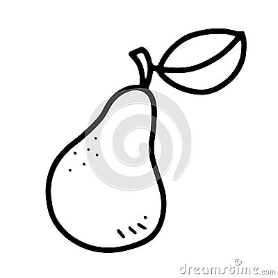 Doodle pear. Hand drawn fresh natural fruit Vector Illustration