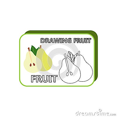 Doodle pear icon isolated on white fruit outline illustration Vector Illustration