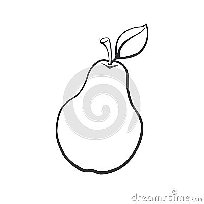 Doodle pear with stem Vector Illustration