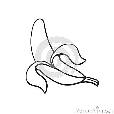 Doodle peeled banana Vector Illustration