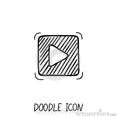 Doodle play button web icon. Vector illustration. Vector Illustration