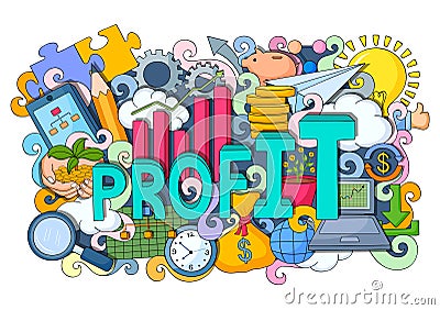 Doodle on Profit concept Vector Illustration