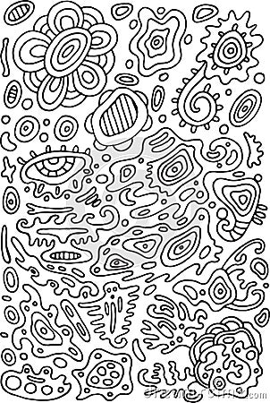 Doodle psychedelic coloring page with abstract ornaments. Vector Vector Illustration