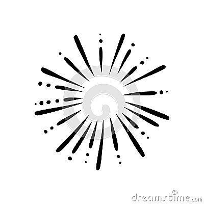 Doodle radial firework. Shiny forework with beams for parties and celebrations. Vector illustration Vector Illustration