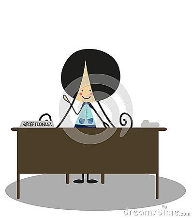 Doodle Receptionist girl - Full Color Stock Photo