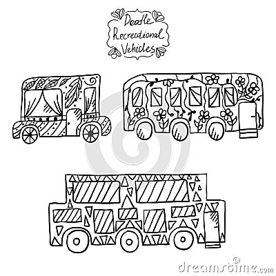 Doodle recreational vehicles-3 Cartoon Illustration