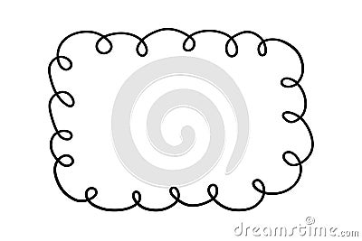 Doodle rectangle and oval looped frame. Hand drawn scalloped edge rectangle and ellipse shape. Simple label form. Flower Vector Illustration
