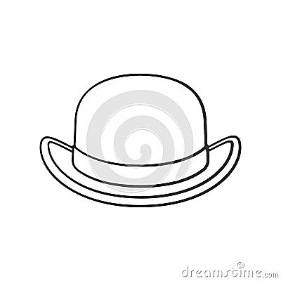 Doodle of retro bowler hat front view Vector Illustration