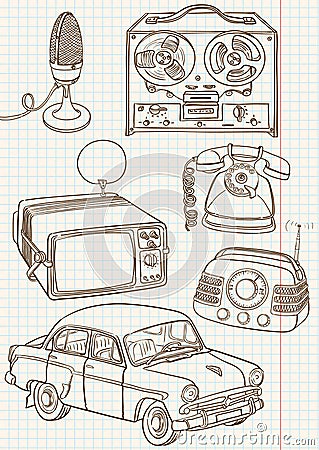 Doodle retro set Vector Illustration