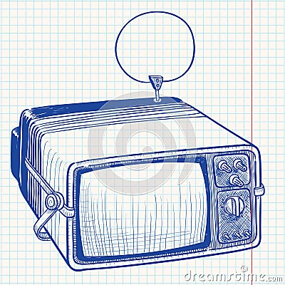 Doodle Retro TV Vector Illustration