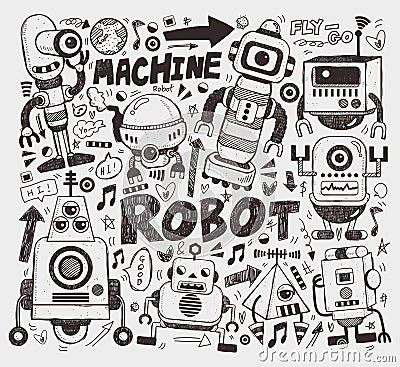 Doodle robot element Vector Illustration