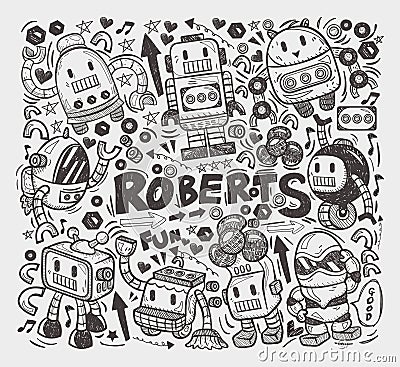 Doodle robot element Vector Illustration