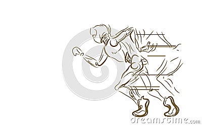 Doodle robot runs isolated on white background. vector illustration Vector Illustration