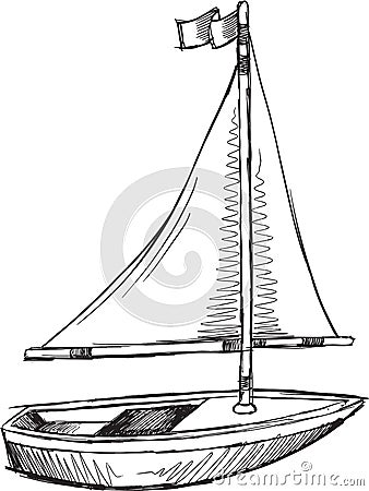 Doodle Sail Boat Vector Vector Illustration