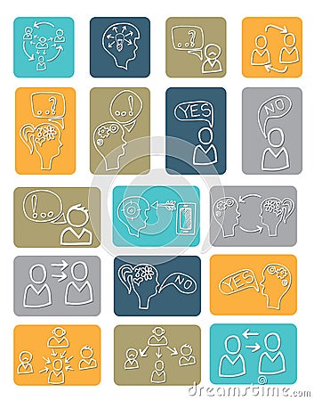 Doodle scheme people communication with icons Vector Illustration