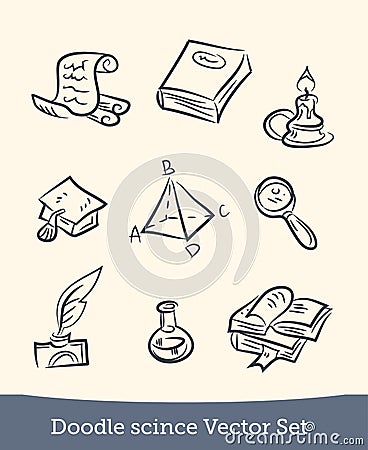 Doodle science set isolated on white background. Vector Vector Illustration