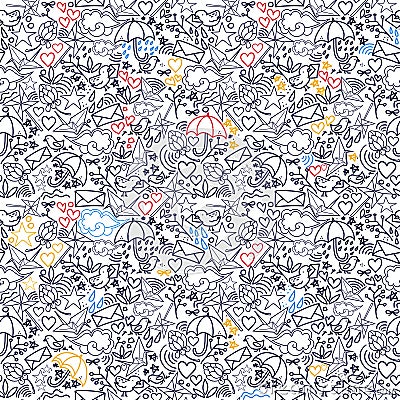 Doodle seamless background with different objects in sketch style Vector Illustration