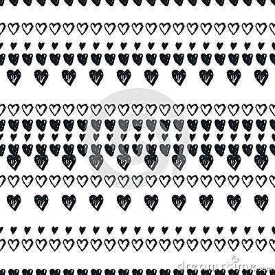 Doodle seamless pattern with hearts Vector Illustration