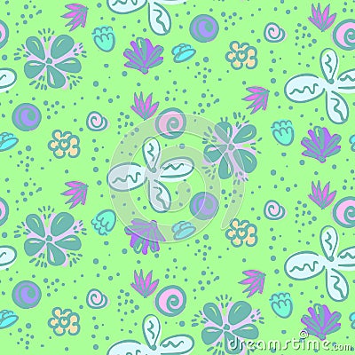 Doodle pattern with tender meadow flowers Vector Illustration