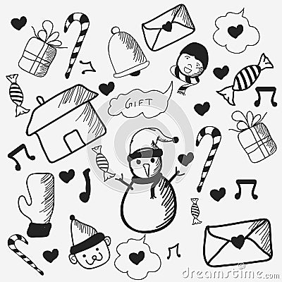 Doodle set for Merry Christmas celebrations. Stock Photo