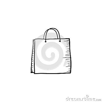 Doodle Shopping bag icon handdrawn cartoon style Vector Illustration