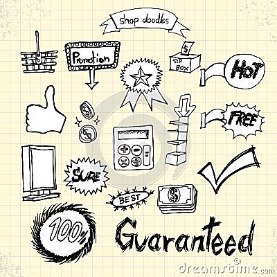 Doodle Shopping guaranteed Vector Illustration