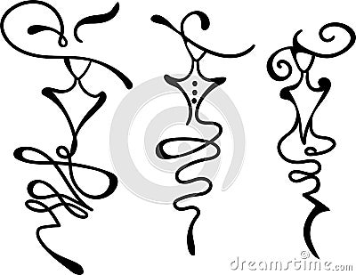 Doodle silhouette drawing Mannequin for tailors with dress.Fashion logo concept Vector Illustration