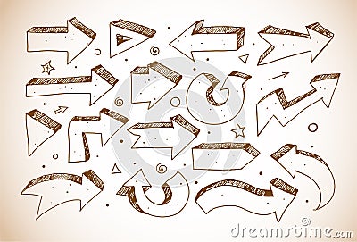 Doodle sketch arrows in vintage style Vector Illustration