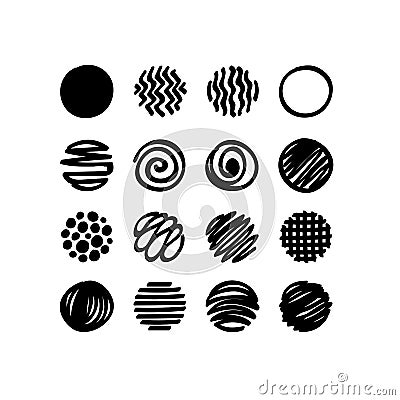 Doodle sketch circles set. Vector Illustration