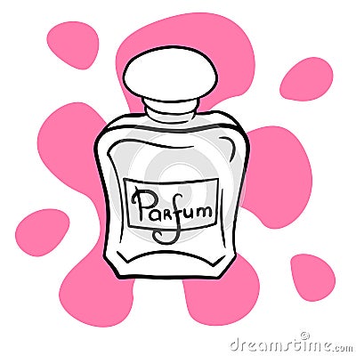 doodle sketch perfume bottle, illustration of aroma bottle, icon. Vector Illustration