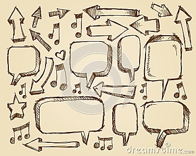 Doodle Sketch Speech Bubble Arrows Vector Illustration